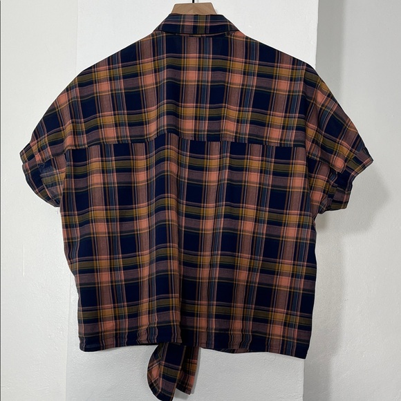 Madewell Navy and Orange Plaid Button-Down Shirt - Picture 8 of 8
